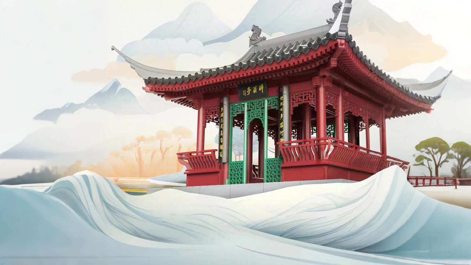 The Drunk Weng Pavilion model is constructed using the traditional mortise - and - tenon technique. It is made from building blocks, representing a popular form of Chinese toys. The intricate design and vibrant colors showcase the charm of traditional Chinese architecture