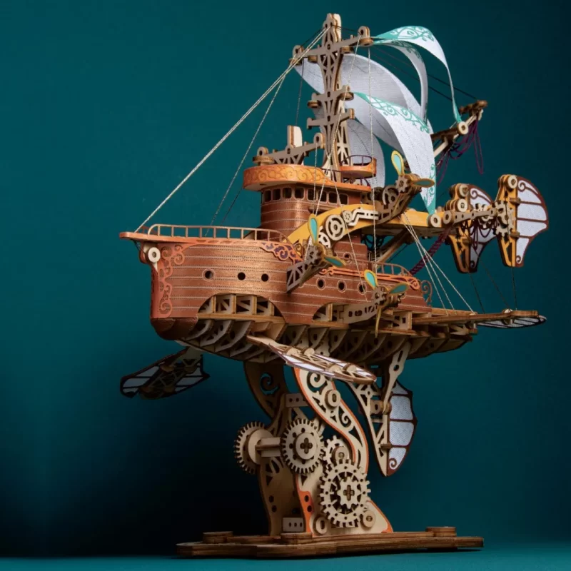 A steampunk-style Fantastic Spaceship 3D Wooden Puzzle .