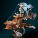 3D wooden puzzle of a fantastical spaceship with intricate designs and moving parts.
