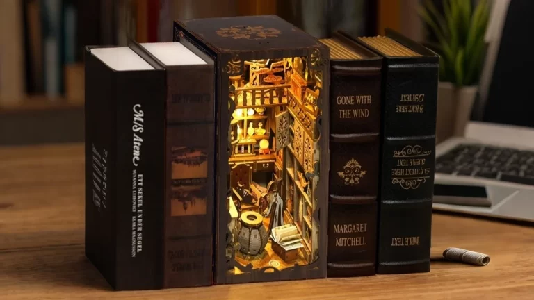 A DIY Book Nook Kit with a magical night theme, It's for book lovers, creative and beautiful, to add a touch of magic to bookshelves.
