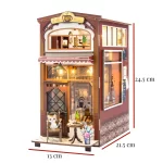 Coffee House DIY Book Nook Kit Rofuntime - product size display