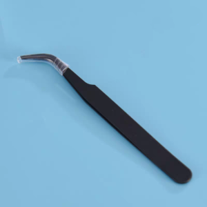 A pair of Eagle beak Tweezers with a sleek black handle and a curved, pointed tip for precise gripping.