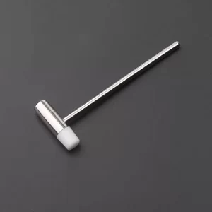 A MINI hammer with a metallic handle and a white rubber head, ideal for small tasks.