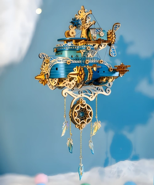 Dreamcatcher Flyship 3D Wooden Puzzle|Rofuntime-Front View Display.