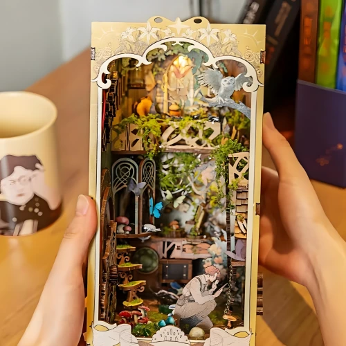 Insect Story DIY Book Nook Kit |Rofuntime-Completed Insect Story DIY Book Nook Kit being held