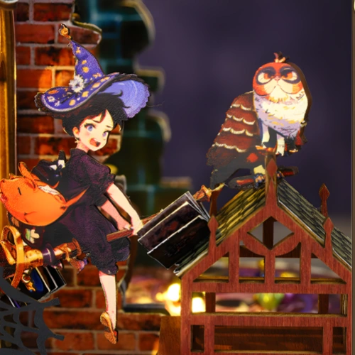 Magic Spirit Cottage DIY Miniature House|Rofuntime- Close-up Details of Flying Witch and Owl