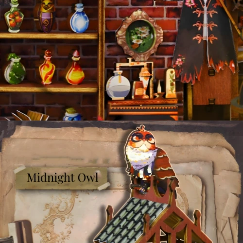 Magic Spirit Cottage DIY Miniature House|Rofuntime- Close-up of Magical Display Window and Owl