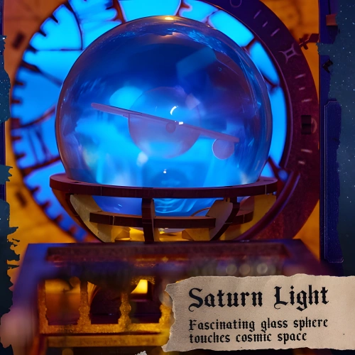 The Secret Scroll Of The Galaxy DIY Book Nook Kit|Rofuntime-Close-up of Saturn Light Details