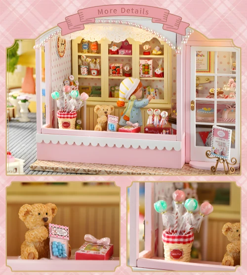 The Sweet House DIY Miniature Dollhouse Kit |Rofuntime- Product detail close-up images
