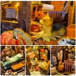 Twilight Cottage DIY Book Nook Kit|Rofuntime- Displaying multiple warm scenes in the Twilight Cottage DIY book nook model