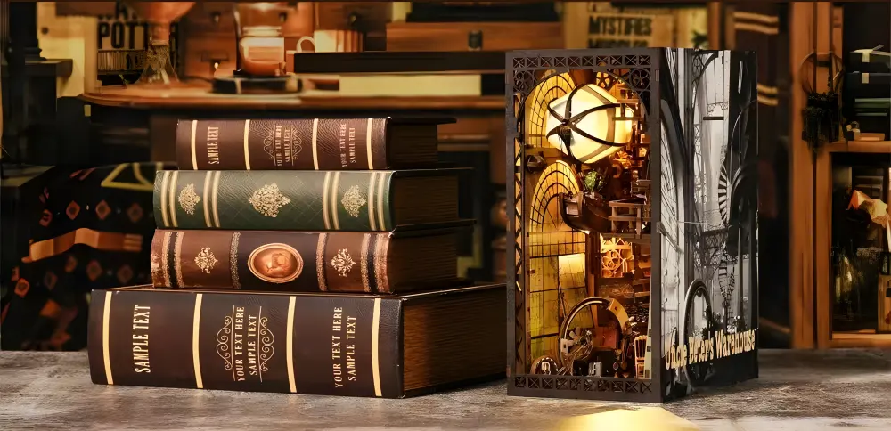 Uncle Peter's Warehouse DIY Book Nook Kit |Rofuntime- Vintage Scene Pairing of the Bookend