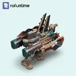 A detailed 3D wooden puzzle of a steampunk-style