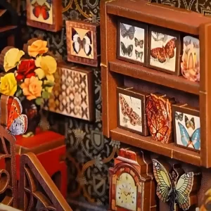 Butterfly Collection Room DIY Book Nook Kit |Rofuntime- showcases a close-up detail
