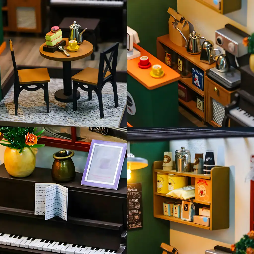 Coffee House DIY Miniature house | Rofuntime-Close-up shot