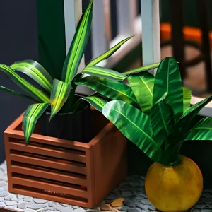 Coffee House DIY Miniature house | Rofuntime-Close-up shot of green plants