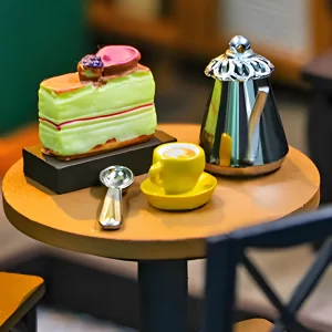 Coffee House DIY Miniature house | Rofuntime-Close-up shot of Table
