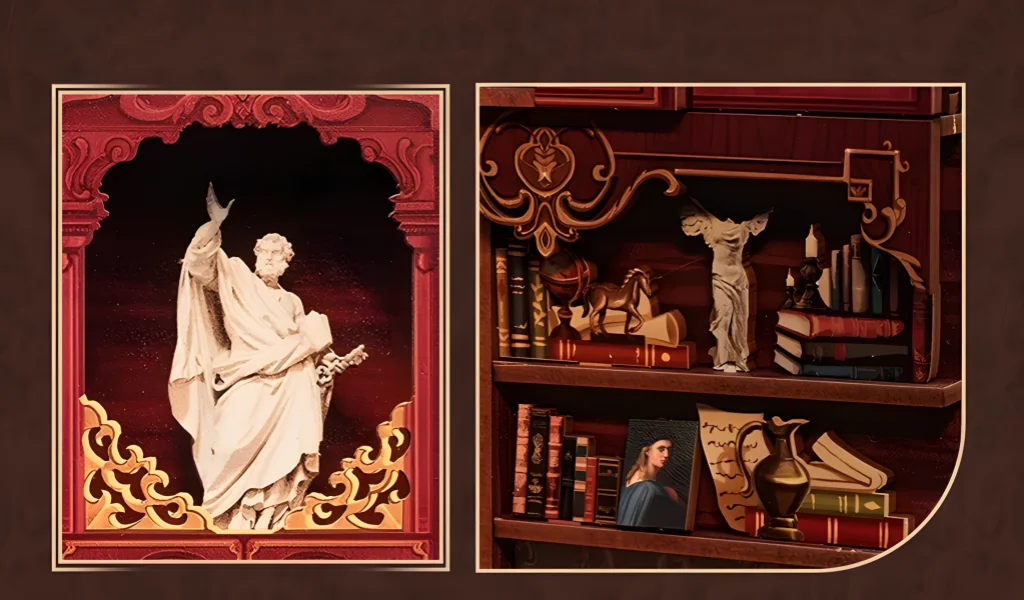 Library of Wisdom DIY Book Nook Kit |Rofuntime-Intricate details