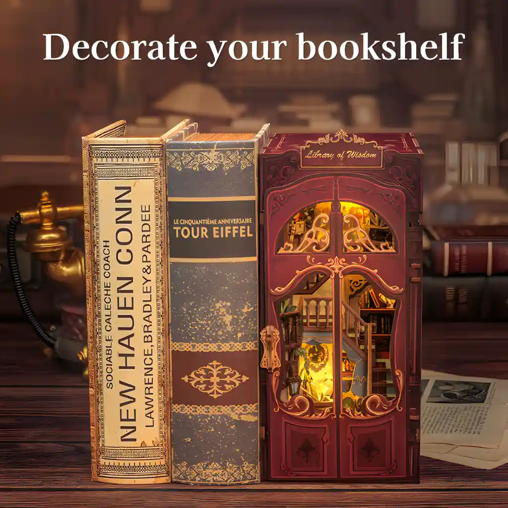 Library of Wisdom DIY Book Nook Kit |Rofuntime-Bookshelf Decoration Effect