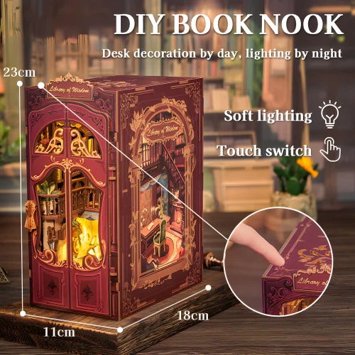 Library of Wisdom DIY Book Nook Kit |Rofuntime-tounch lights