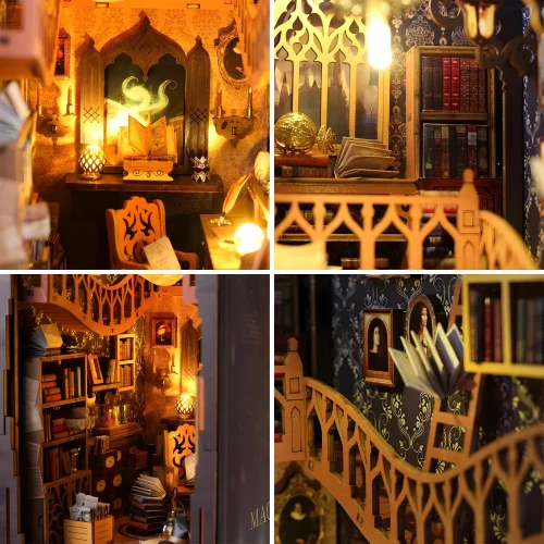 Magic Library DIY Book Nook Kit|Rofuntime- Four Close-Up Detail Shots