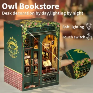Owl Bookstore DIY Book Nook Kit |Rofuntime-touch - switch features