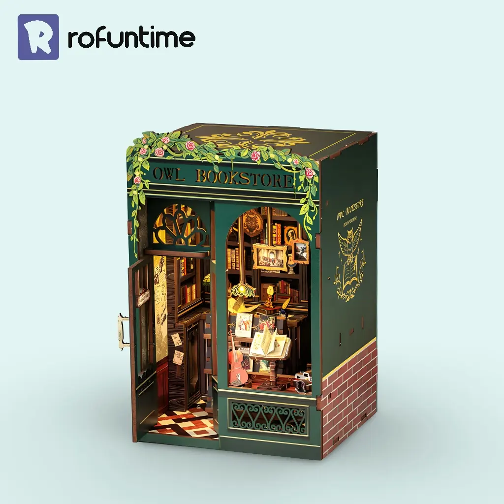 Owl Bookstore DIY Book Nook Kit |Rofuntime- Product Front View Display