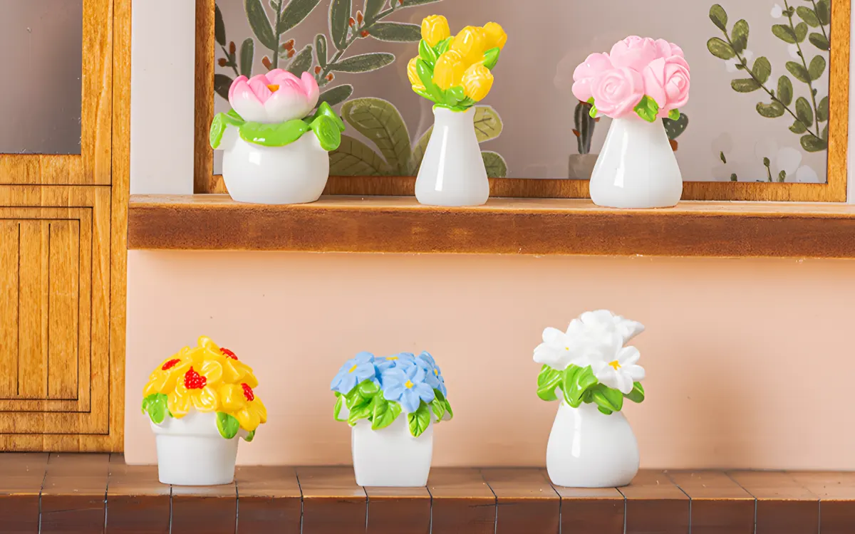 Mini Potted Plants DIY Miniatures | Rofuntime-Handcrafted flower miniature resin pots for DIY decoration
