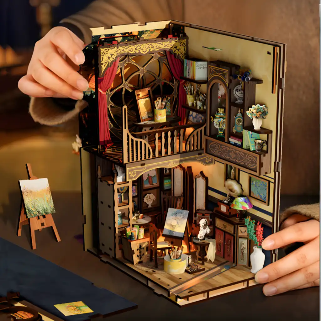 A World Within the Frame DIY Book Nook Kit | Rofuntime, Bookshelf Insert Diorama of Artist's Studio