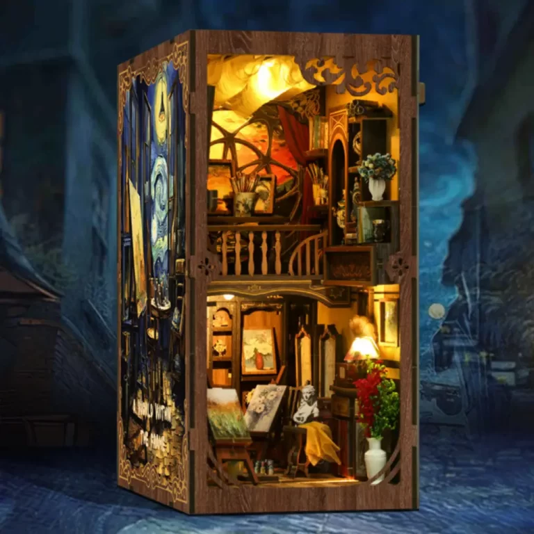 A World Within the Frame DIY Book Nook Kit | Rofuntime-display, bookshelf diorama kit showing artist studio details