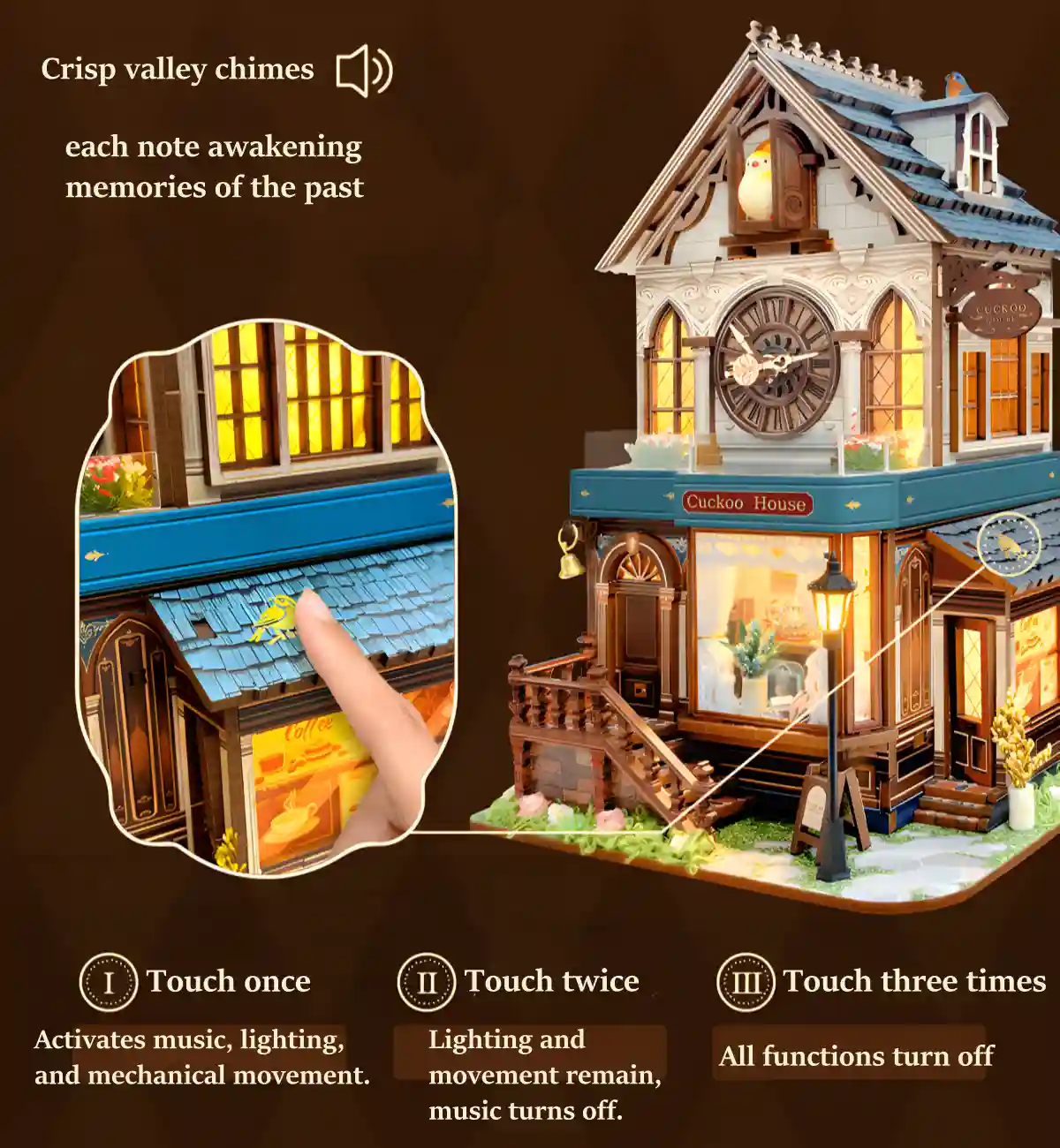 Touch-Activated Features of the Rofuntime Cuckoo Clock Puzzle