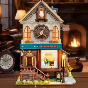 3D Wooden Puzzle with Mechanical Cuckoo for DIY Assembly