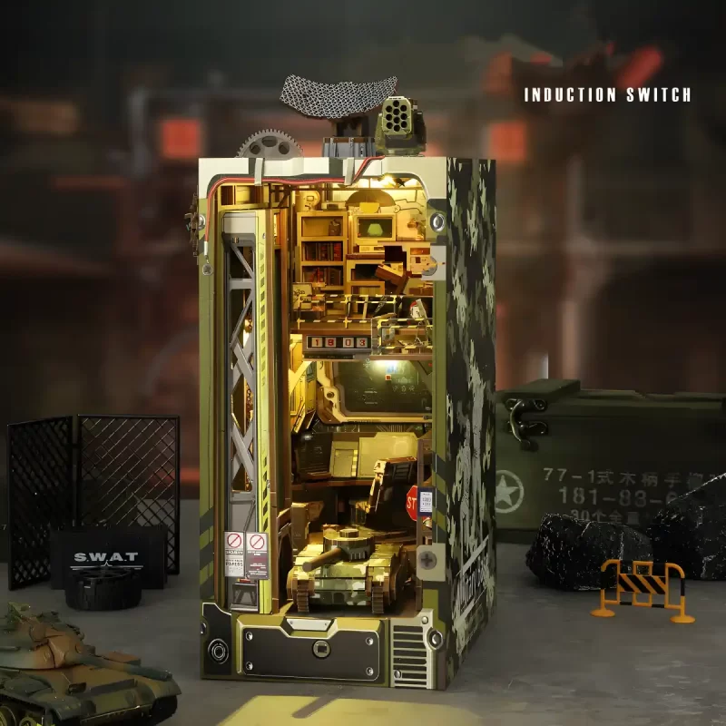 Illuminated Military Base DIY Book Nook Kit with 