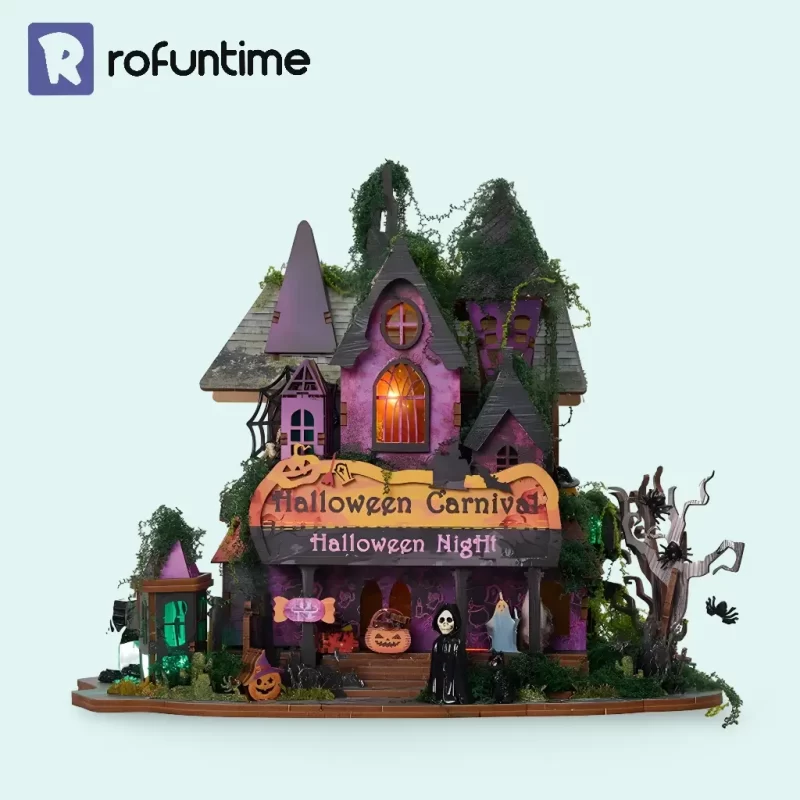 Halloween Miniature House, DIY Miniature House Kit, Halloween Night Miniature House