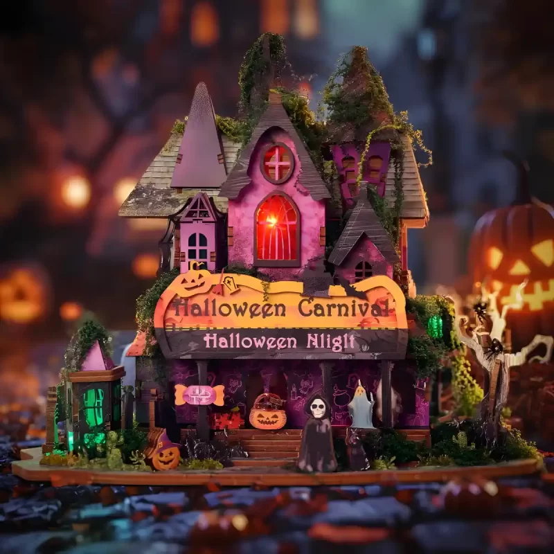 Halloween Miniature House, Spooky Miniature House, Halloween Haunted House Decoration