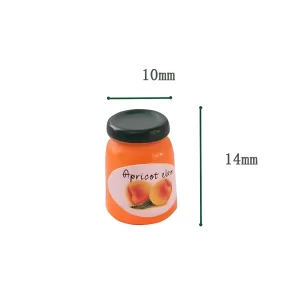 Apricot jam jar miniature with size dimensions: 10mm wide and 14mm tall.
