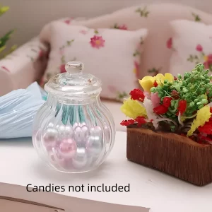 Mini candy jar filled with pearls, DIY candy jar miniature, dollhouse candy container.