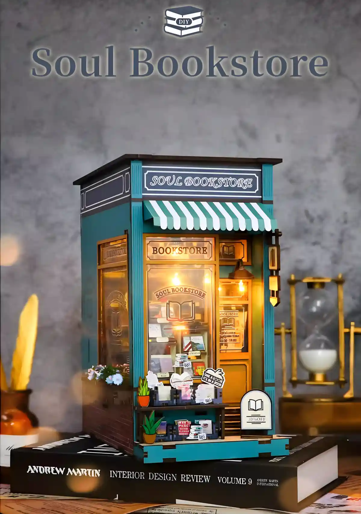 Soul Bookstore DIY book nook, miniature bookstore complete kit.