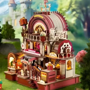 Full side view of the Dessert Workshop 3D Wooden Puzzle as enchanting home decor.