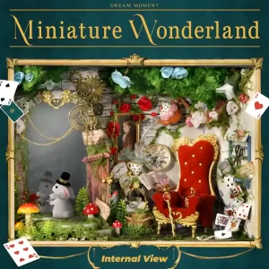 An internal view of the Dream Moment Miniature House, a complete rabbit hole miniature wonderland scene.