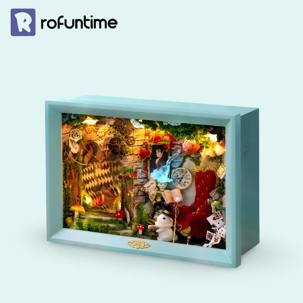 The Rofuntime Dream Moment Miniature House, a DIY miniature kit, shown at an angle on a clean background.