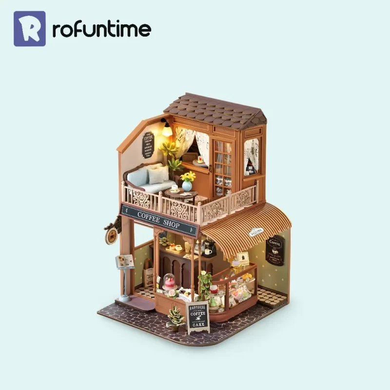 A full view of the assembled DIY Miniature Dollhouse Kit.