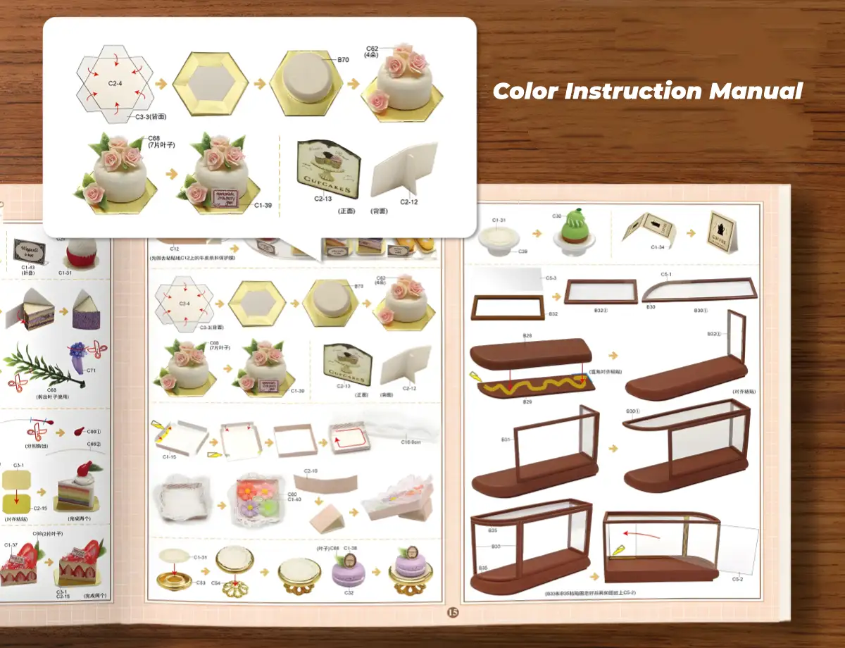 Step-by-step instructions for assembling the DIY miniature dollhouse kit.