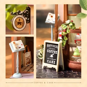 Detailed signs for a retro coffee shop, including a welcome sign.