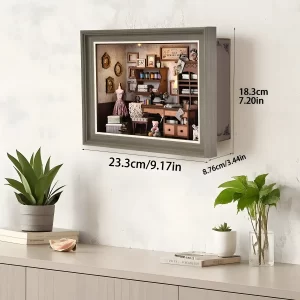 Lily Sewing Shop book nook wall display, a multi-purpose DIY book nook.