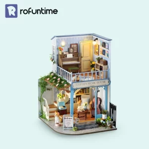 Symphony of Bliss Garden Music House Dollhouse, two-story design, DIY craft kit.