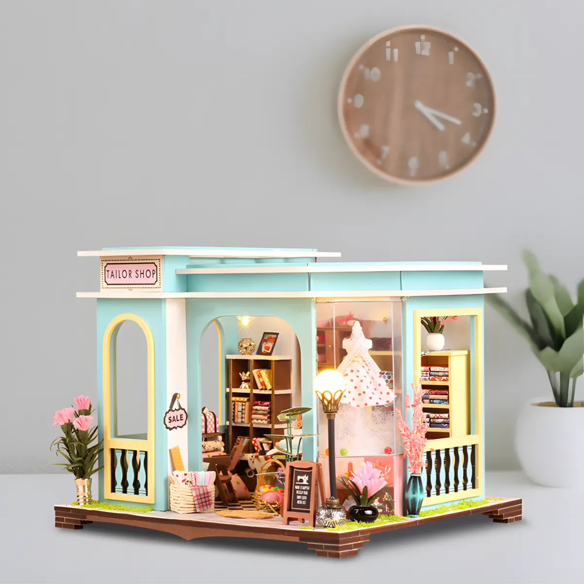 Handmade Tailor Shop dollhouse, cozy slow-living decor, poetic miniature world.