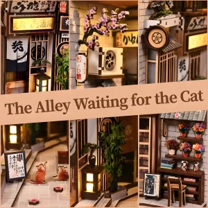 The Alley Waiting for the Cat miniature, six close-up product details.