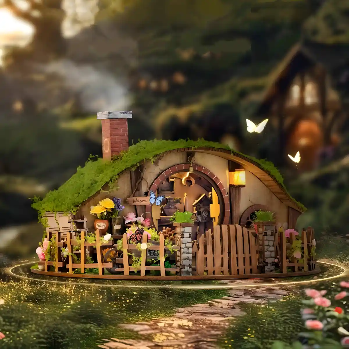Magic Ring House Miniature House, Hobbit fairytale home, fantasy woodland cabin, nature-inspired unique gift.