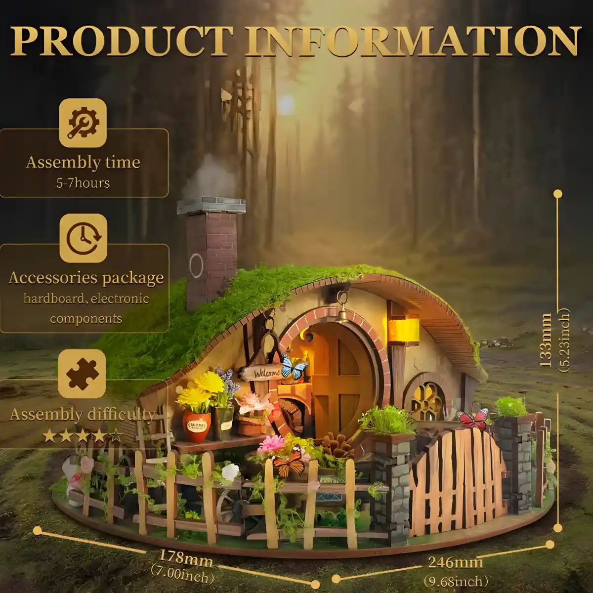 The Magic Ring House Miniature House size dimensions and assembly difficulty.