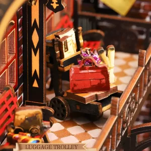 Luggage trolley on the upper platform of the Zero Platform book nook.